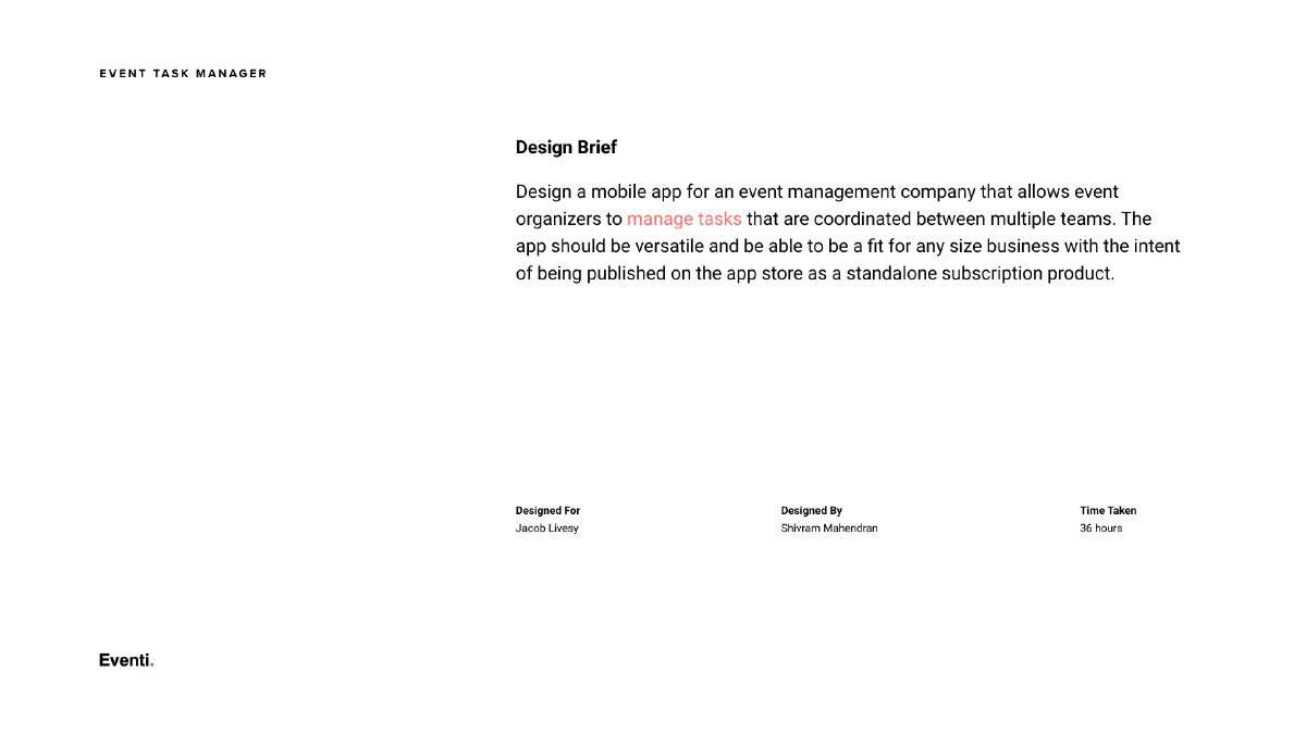 Eventi events platform design
